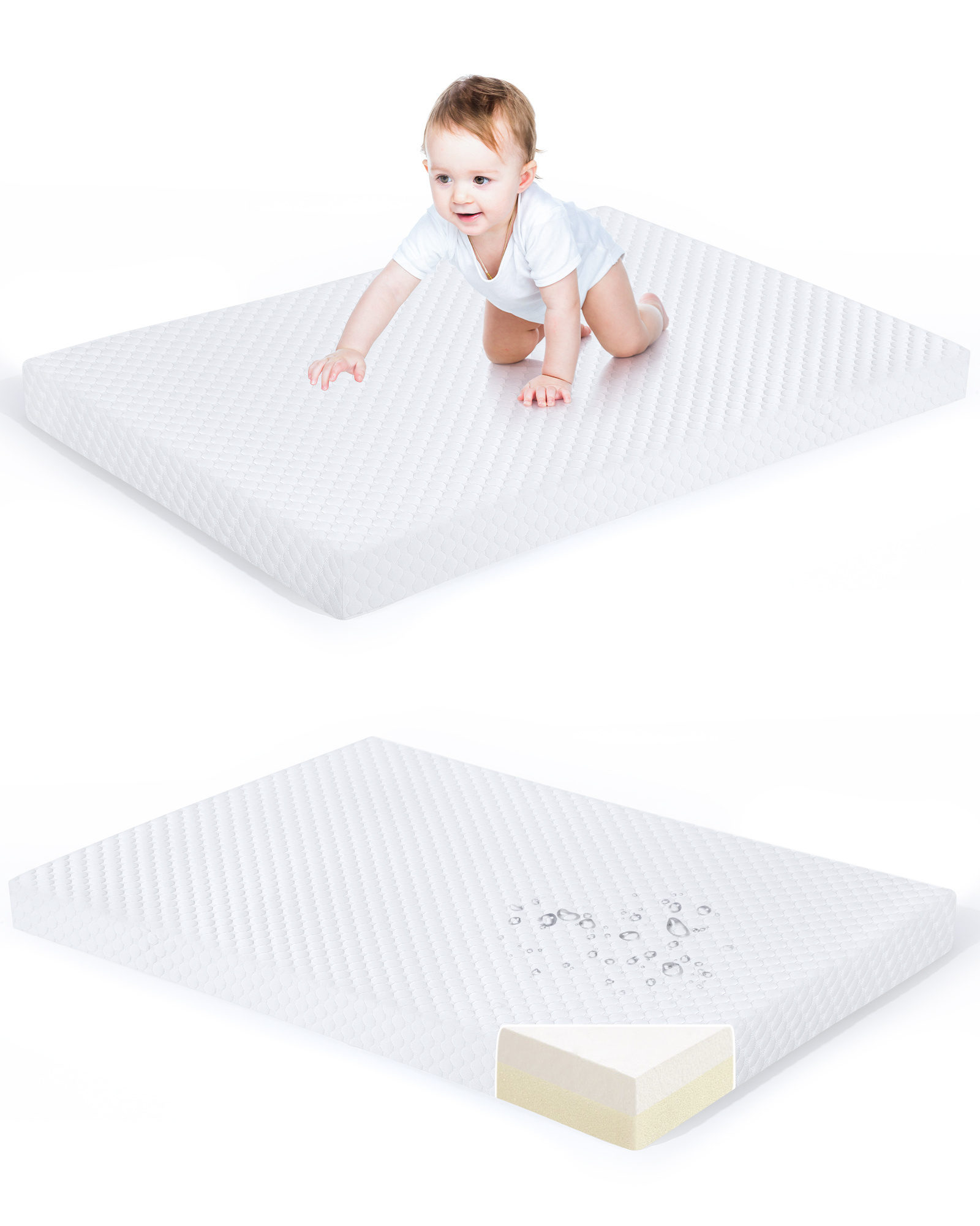 Pack and Play Mattress Pad Pack n Play Mattress With Waterproof Washable Cover Memory Foam Baby Crib Mattress  38*26inch