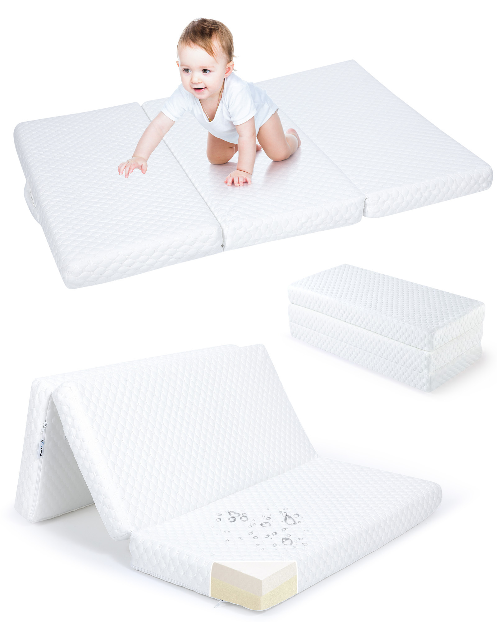 Pack and Play Mattress Pad Pack n Play Mattress With Waterproof Washable Cover Memory Foam Baby Crib Mattress  38*26inch