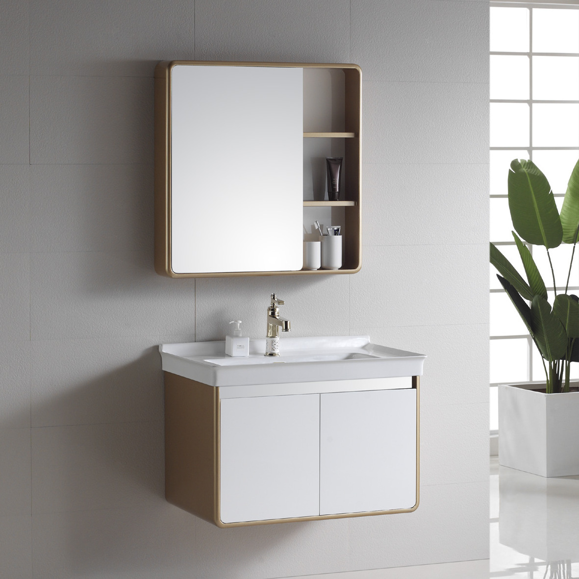 High quality & best price Bathroom Vanity Wall Mounted Sintered Stone Cabinet Bathroom PVC CABINET