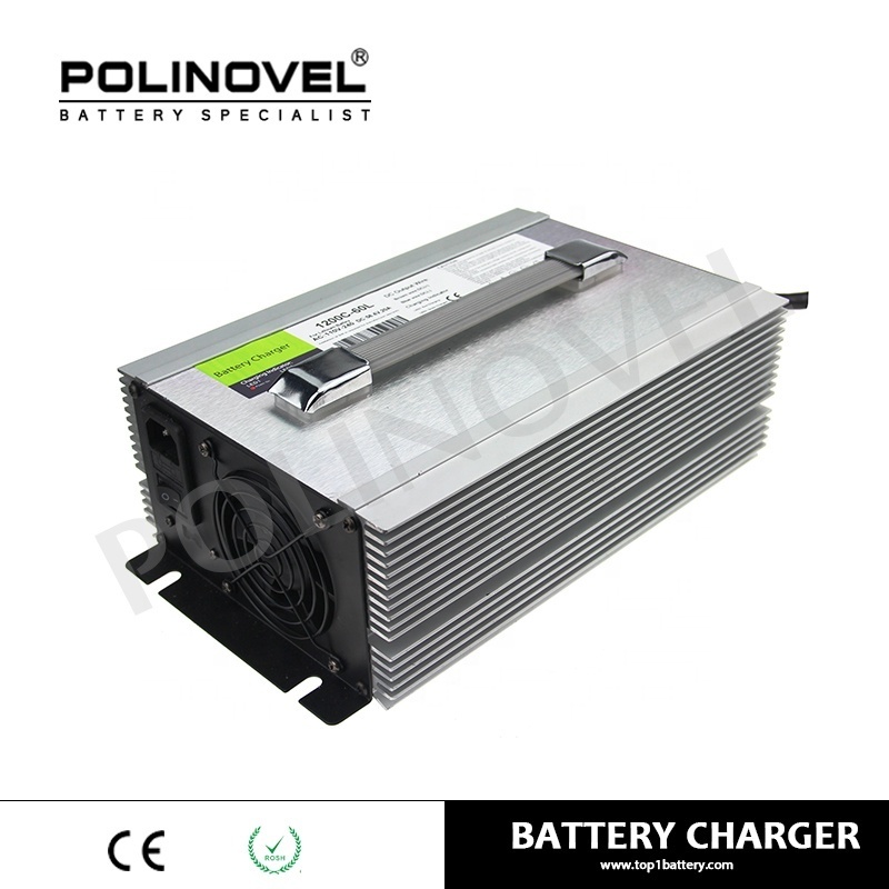 Polinovel 12 24 48 volt lithium lifepo4 battery charger for solar golf cart rv application