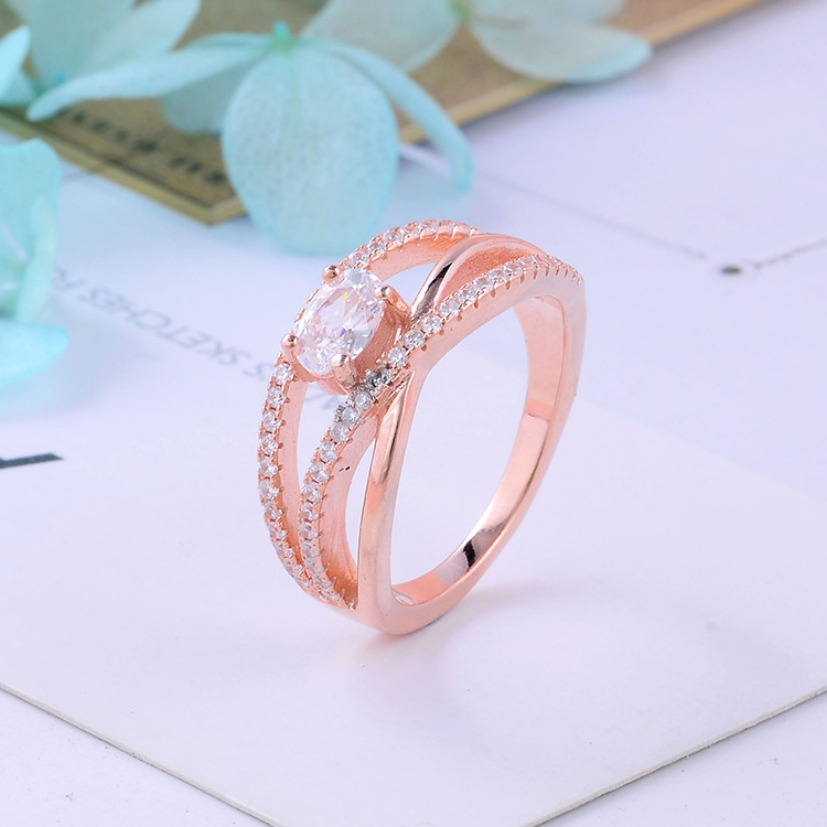 Daily Wear Fashion Jewellery 925 Sterling Silver Rings 3A Cubic Zirconia Rose Gold Ring Prices In Pakistan