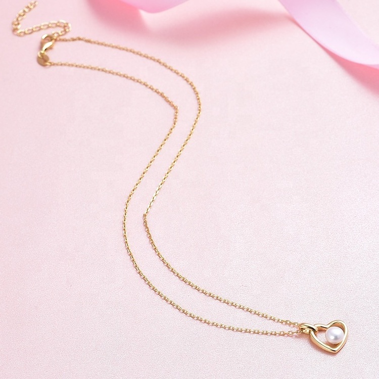 POLIVA Pearl Pendent Necklace Jewelry Women Freshwater Cultured Pearl Necklace 925 Sterling Silver Cute Necklaces Heart Blade