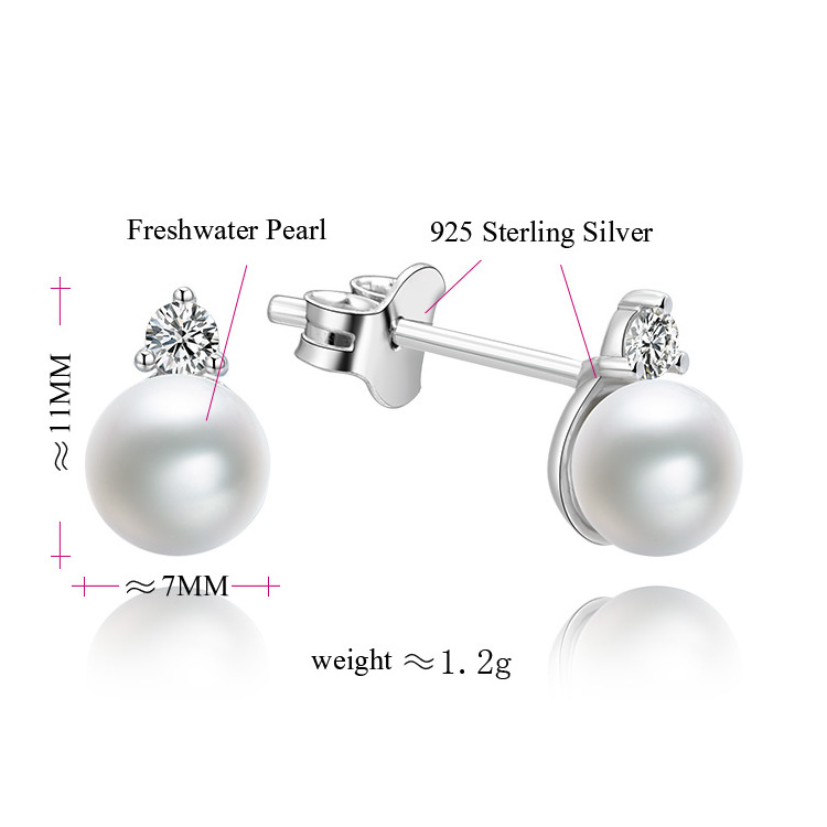 POLIVA Simple Fashion Daily Wear 925 Sterling Silver Earring and Pendant Natural Freshwater Pearl Jewelry Sets