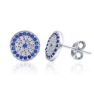 Turkish Costume Woman Jewellery Accessories Evil Eye Stud Earrings 925 Sterling Silver