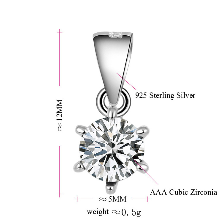 POLIVA Simple Cheap Price Custom Rhodium Plated 925 Sterling Silver Cz Pendants