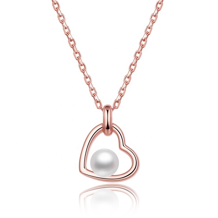 POLIVA Pearl Pendent Necklace Jewelry Women Freshwater Cultured Pearl Necklace 925 Sterling Silver Cute Necklaces Heart Blade