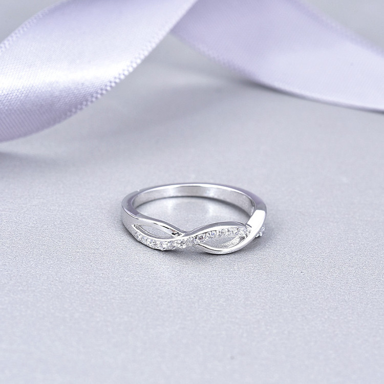 Nickel Free 5925 Silver Infinity Love Rings Rhodium Plated 3A Mason Minimalist Ring