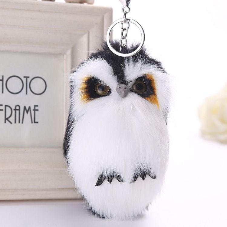 2020 Keychain Pompoms Key Chain Fur Pom Pom Keychain Bag Charm Cute Fluffy Owl Car Key Holder