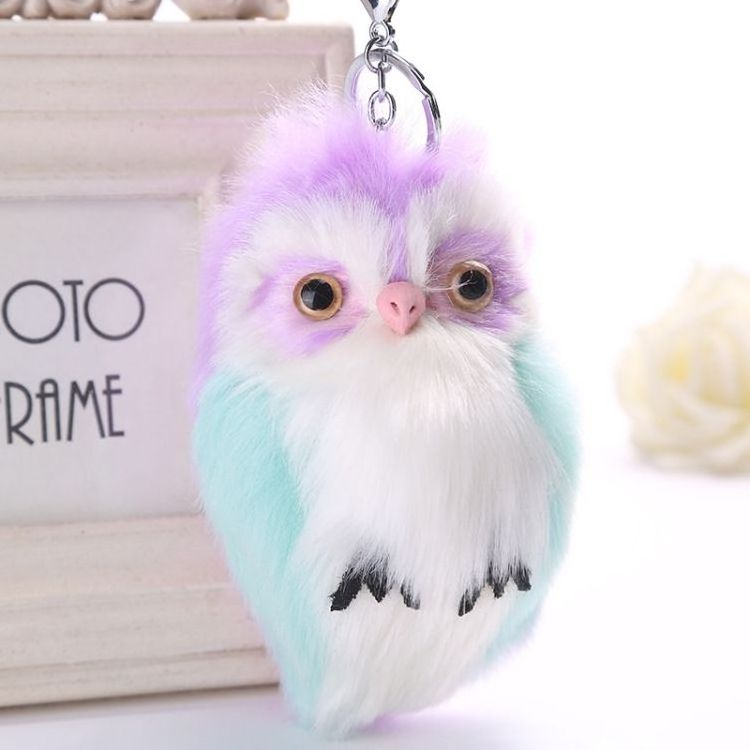 2020 Keychain Pompoms Key Chain Fur Pom Pom Keychain Bag Charm Cute Fluffy Owl Car Key Holder