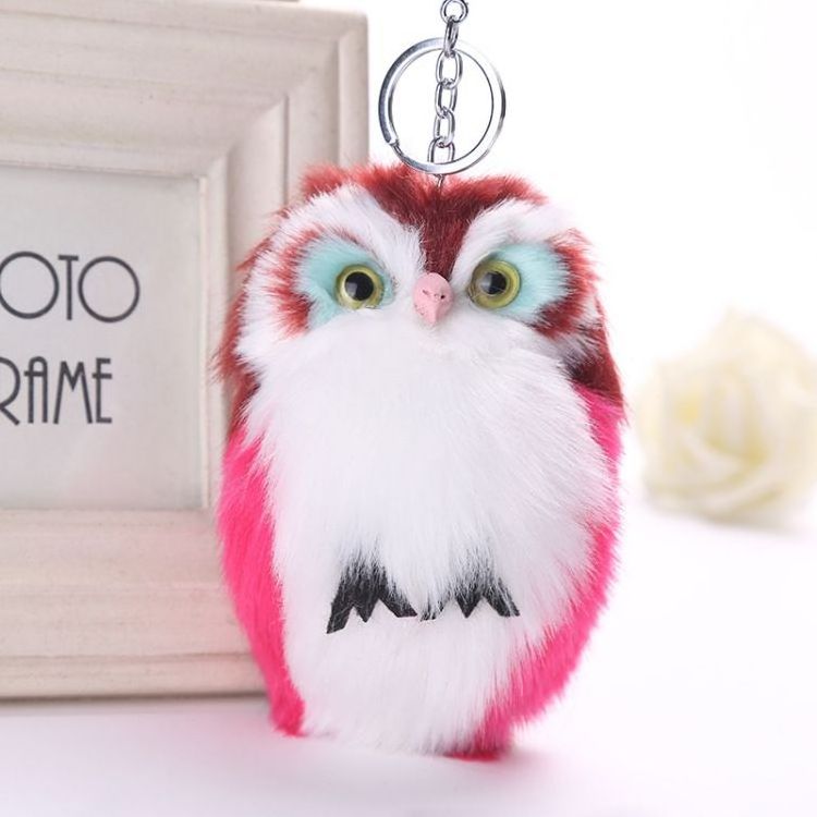 2020 Keychain Pompoms Key Chain Fur Pom Pom Keychain Bag Charm Cute Fluffy Owl Car Key Holder