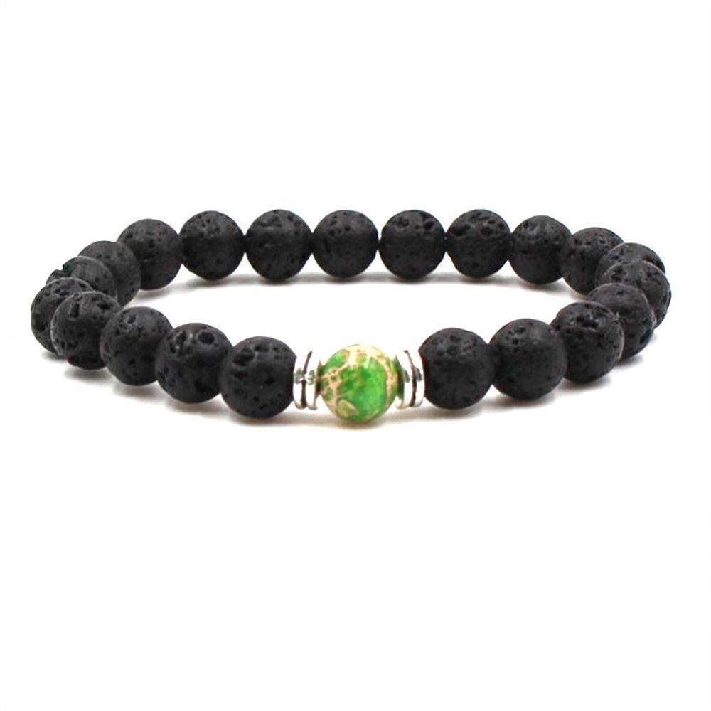 Natural Stone Gem Seven Chakras Bead Bracelet Lava Stone Diffuser Stretch Bracelet