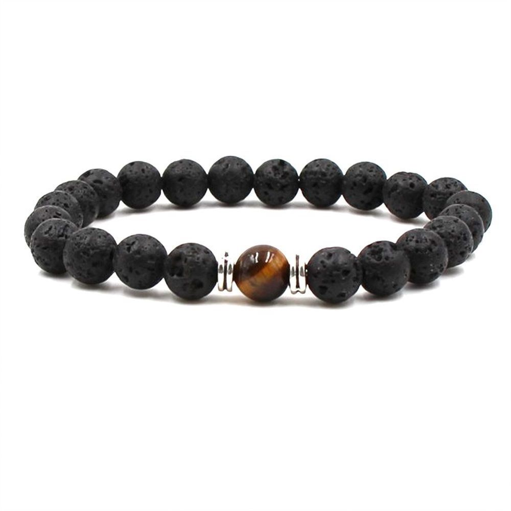 Natural Stone Gem Seven Chakras Bead Bracelet Lava Stone Diffuser Stretch Bracelet