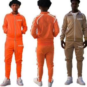 Private Label Custom Logo 3m Reflective Jogger Set Men Track Suit Tracksuit Set Slim Fit Zipper Two Piece Men's Tracksuit