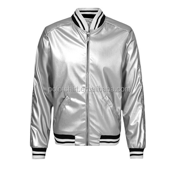 Unisex OEM Embroidery Printing Logo Shine Leather Baseball 3M Reflective Jacket Unisex Jersey Uniform for Adults