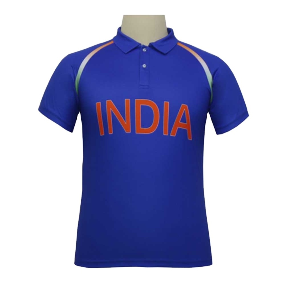 Free shipping summer fashion wholesale 100% polyester blue dry fast sublimation custom design cricket team india jersey