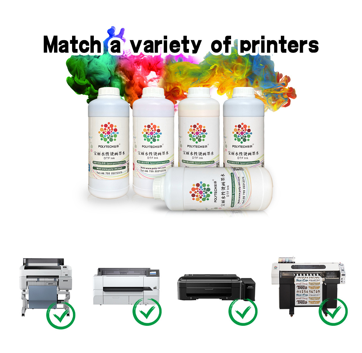 Polytech Manufacturer Dtf Pigment Transfer Printing Ink 1000ML DTF ink For L1800 4720 I3200 Printer