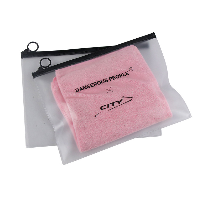 Custom Logo Plastic garment bag resealable Packaging Zipper Transparent T Shirt Swimwear Clear Zip Lock Frosted Clothing Bags