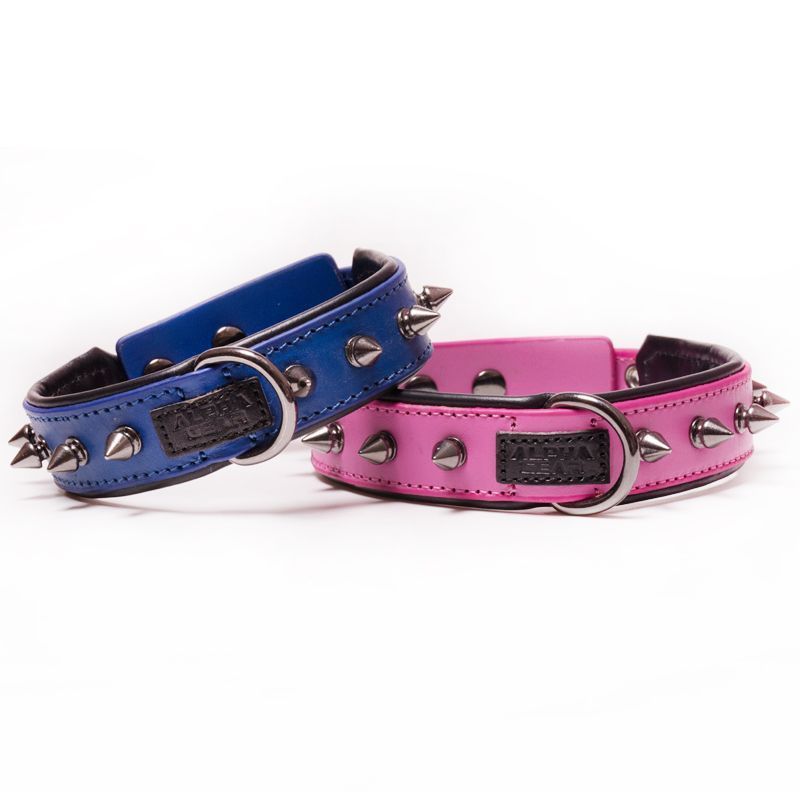 Custom Logo Punk Style Cowhide Puppy Training Collar PU Leather Bite Proof Stainless Steel Rivet Spiked Dog Collars