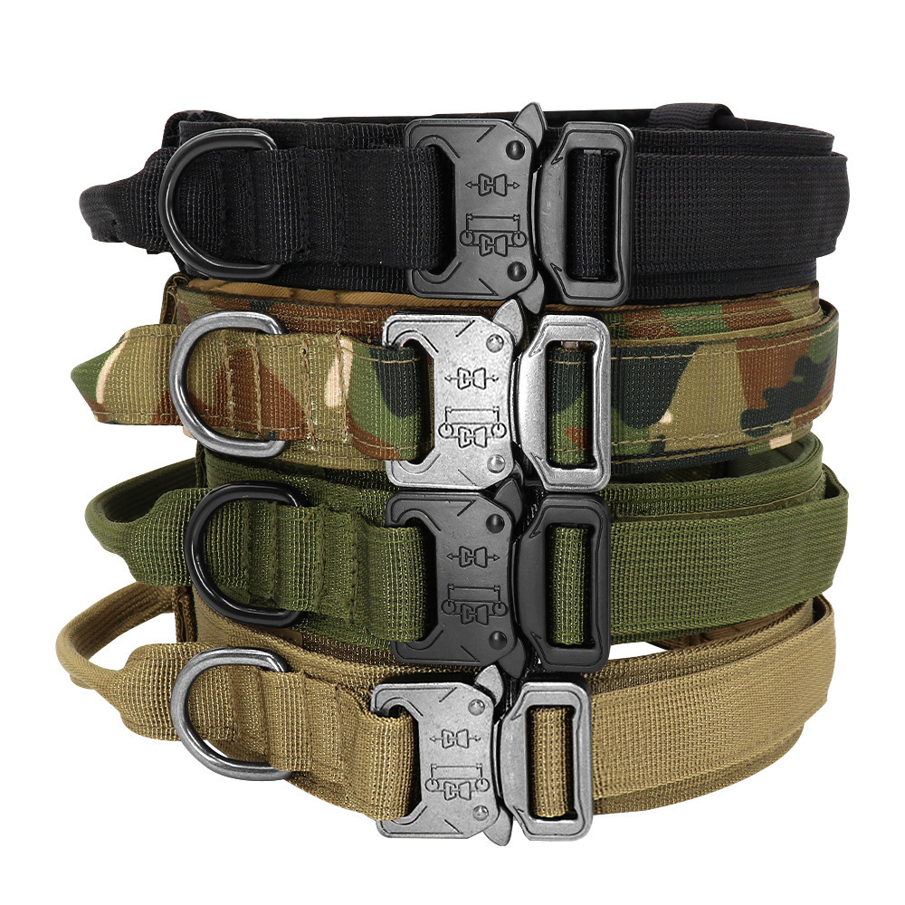 Pet Supplies Private Label Tactical Collar Dog Soft Cotton Padded Breathable with Handle Camouflage Collar Perro Para Mascotas