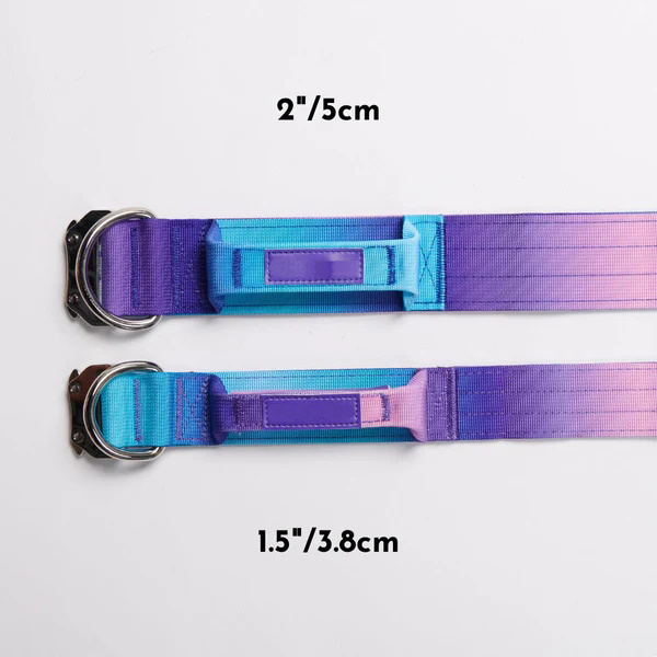 Factory Customized Nylon Wide Dog Collar Tie Dye Gradient Color 5CM Dog Collar Close Control Large Dog Tactical Collar