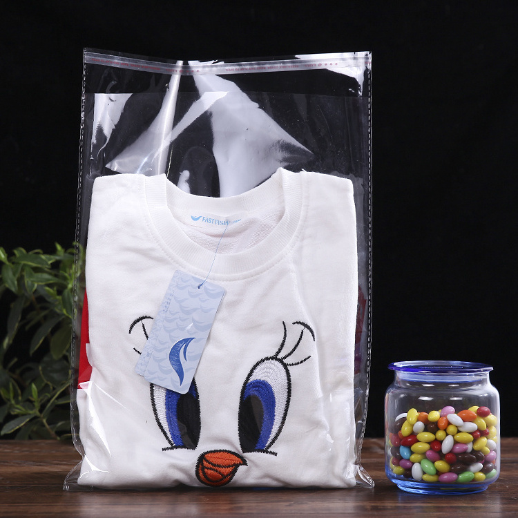 Polysmarts Stock Size 24*38cm Biodegradable Clear Cellophane Seal Plastic OPP Bags Degradable Materials Self Adhesive Bag