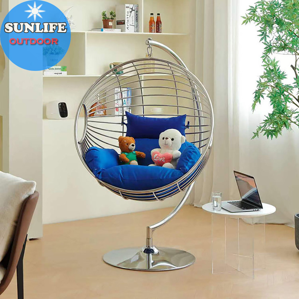 Hot-sell New Style Gold Swing Chair Hanging Chair,High-Quality Metal Bubble Chair With Stand,Outdoor Hanging Chair For Bedroom