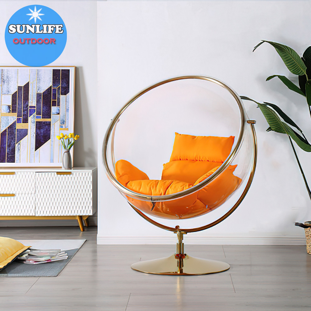 SUNLIFE Globe acrylic transparent bubble chair Silver Cushion  hanging chair