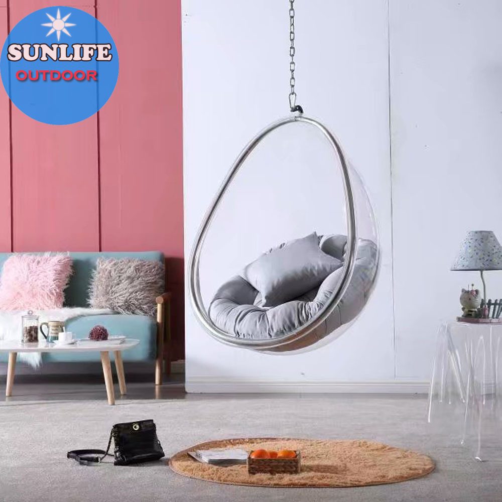 Sun Life exporting Durable clear acrylic ball hanging swing bubble chairs with base