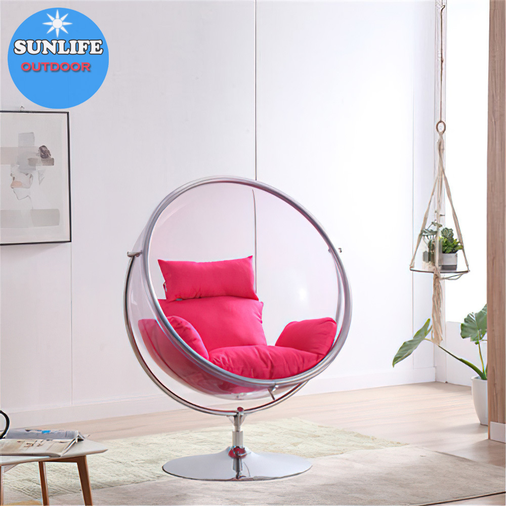 SUNLIFE Globe acrylic transparent bubble chair Silver Cushion  hanging chair