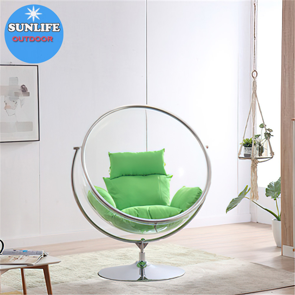 SUNLIFE Globe acrylic transparent bubble chair Silver Cushion  hanging chair