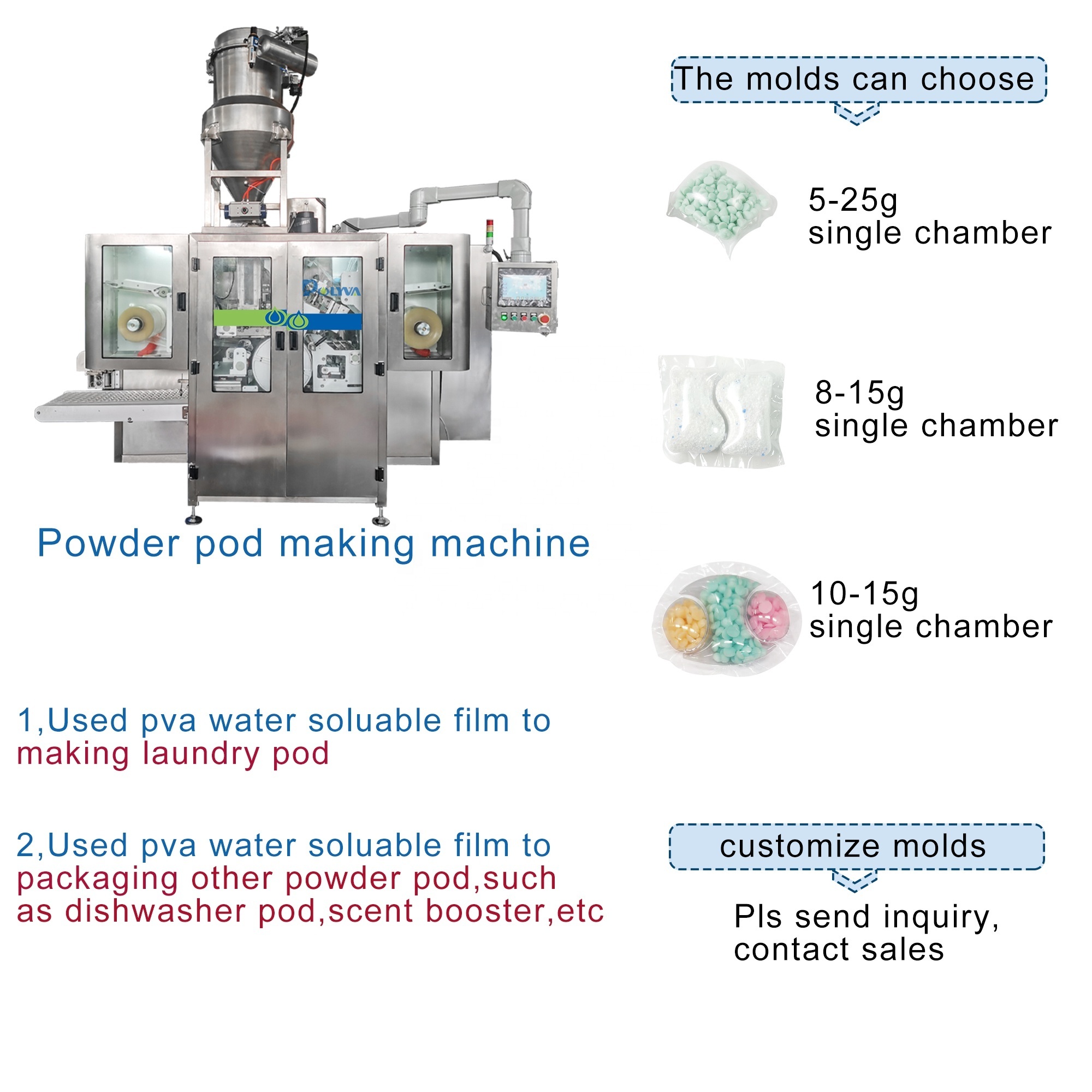 Polyva machine 3 in 1 liquid soap new pods products packaging machine drum type air packaging machine