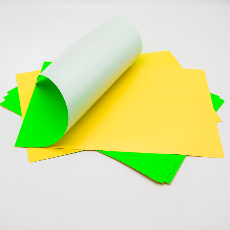 Color Self Adhesive Fluorescent Sticker Paper water glue yellow glassine liner