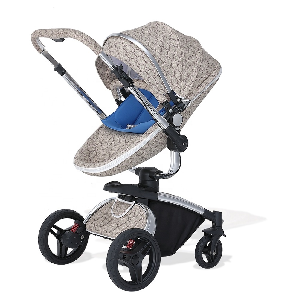 Hot Selling Style Double Handle Baby Stroller Foldable Large Space Four Seat Breathable Baby Wagon