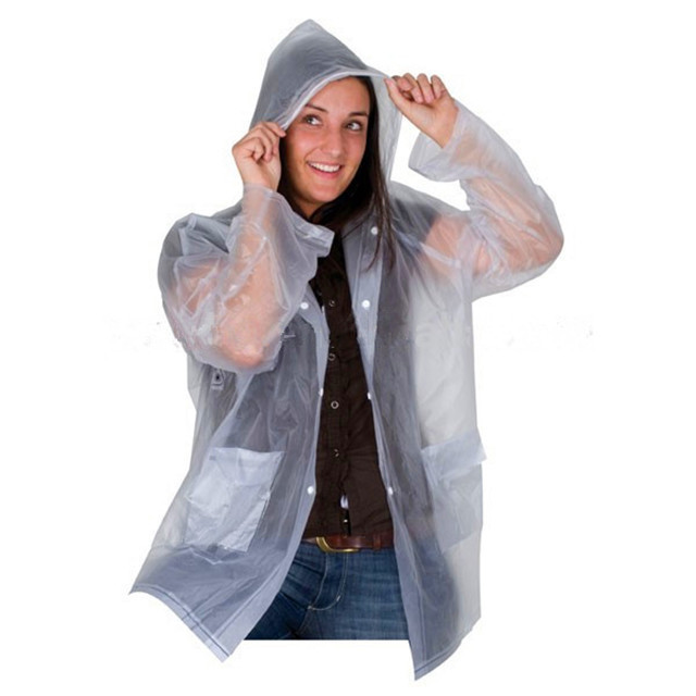 fashion clear pvc rain jacket with pockets