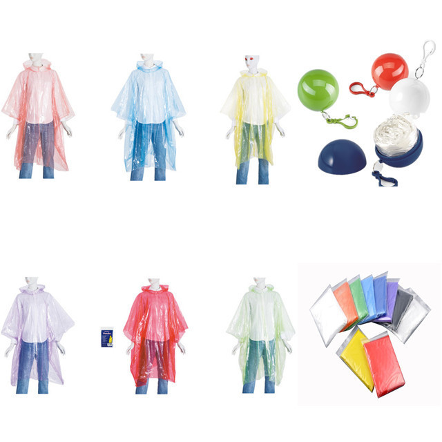 Promotional disposable biodegradable rain poncho raincoat