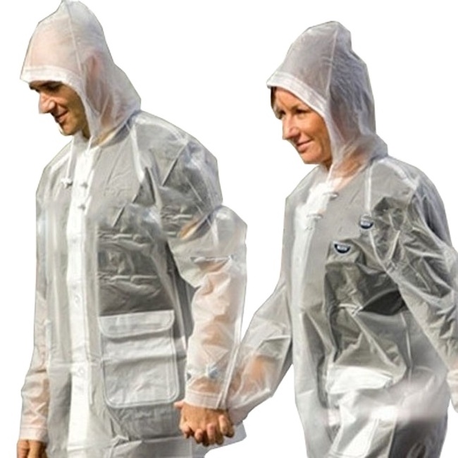 fashion clear pvc rain jacket with pockets