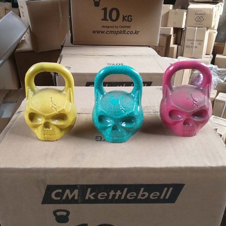 Custom Home Gym Exercise Power Coated Cast Iron Mini 1 Kg Skulls Head Kettlebell