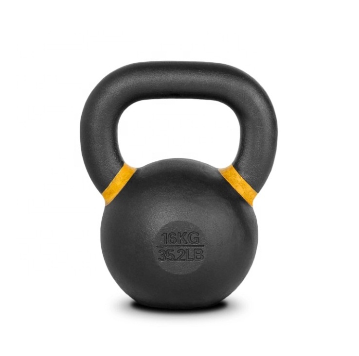 Wholesale Strength Training 32kg Black Cast Iron Power Coated Kettlebell For Home Gym