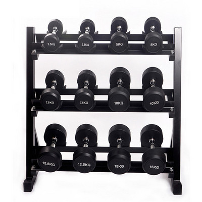 Gym Fitness Weight Equipment Storage Rubber Round Dumbbell Rack With Dumbbells Set