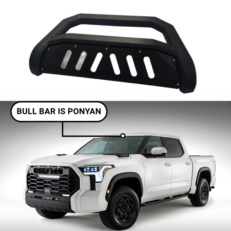 Matte Black Bull Bar Brush Push Front Bumper Grill Grille Guard With Skid Plate For RAM SILVERADO TUNDRA F150