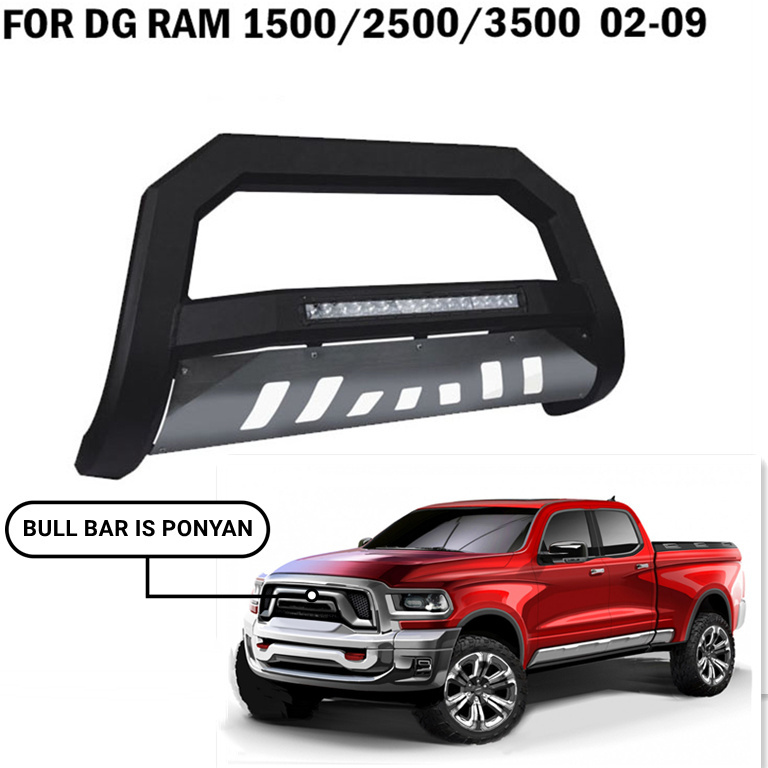 Matte Black Bull Bar Brush Push Front Bumper Grill Grille Guard With Skid Plate For RAM SILVERADO TUNDRA F150