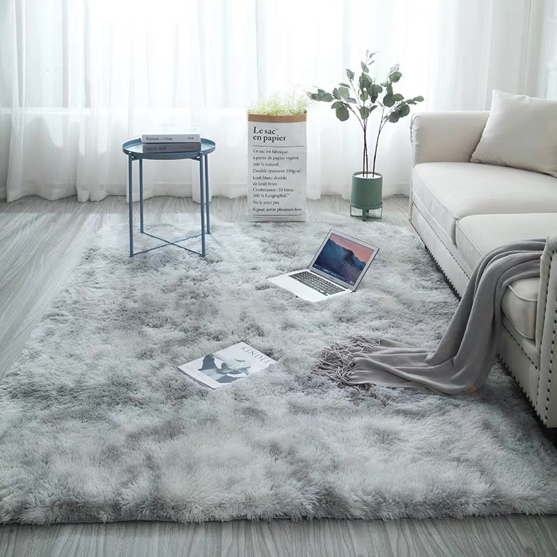 Thick Tie dye rainbow plush fluffy throw white shaggy rugs for living room bedroom