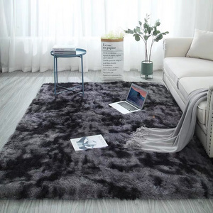 Thick Tie dye rainbow plush fluffy throw white shaggy rugs for living room bedroom