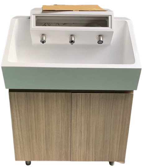 Taiwan modern stainless steel high speed hand dryer with auto faucet wash station bathroom behind cabinet with mirror