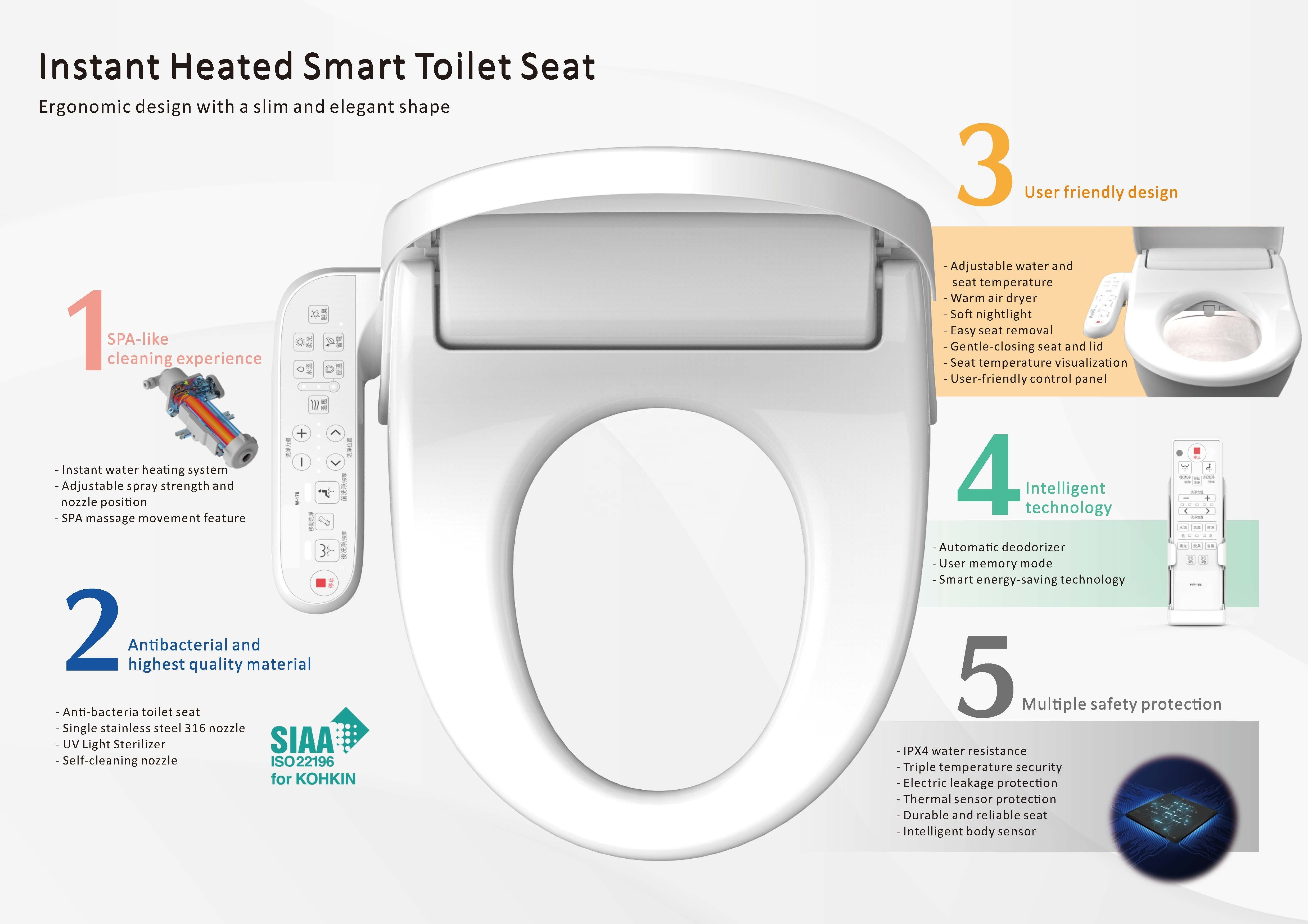 Taiwan Bathroom Luxury Electric Smart Toilet Seat massage toilet seat Japanese toilet seat cover