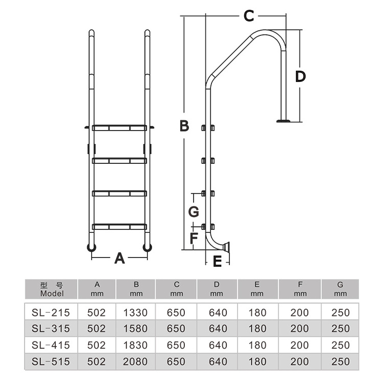 Chinese Economic Price Direct Sale Stainless Steel Material Good Quality Hot Sale Swimming Pool Ladder