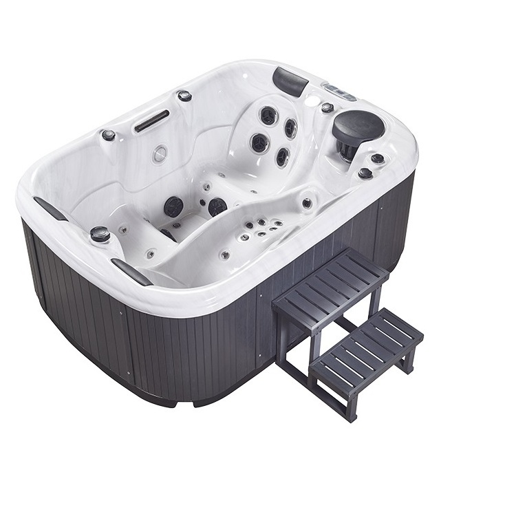 3 Person 2 Seats 1 Loungers Acrylic Shell Fiberglass Base Massage Nozzle Outdoor Spa Hot Tub