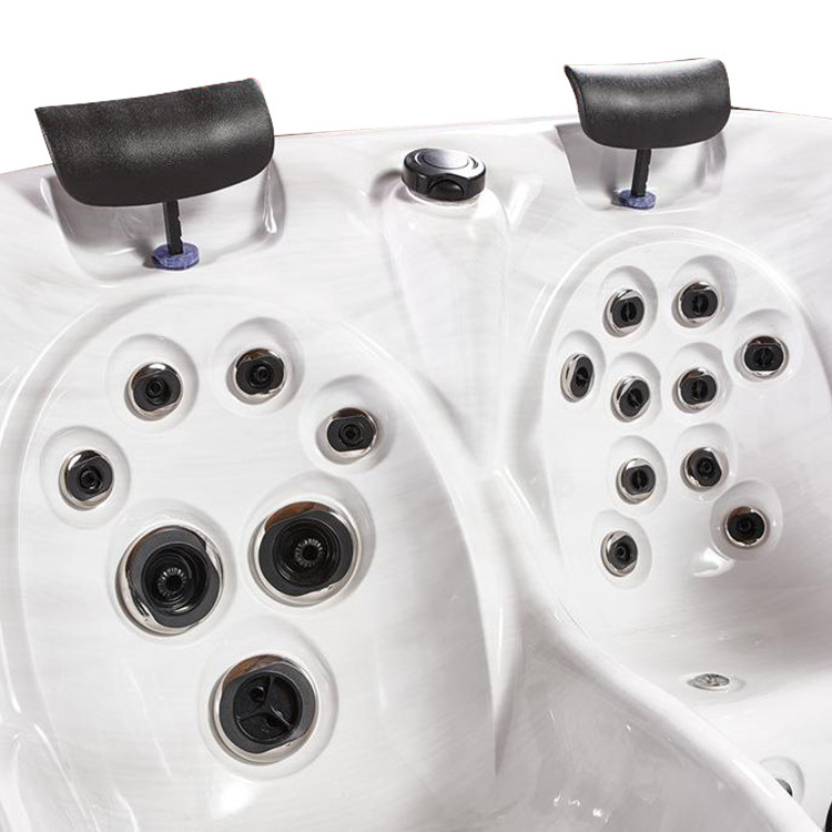 3 Person 2 Seats 1 Loungers Acrylic Shell Fiberglass Base Massage Nozzle Outdoor Spa Hot Tub