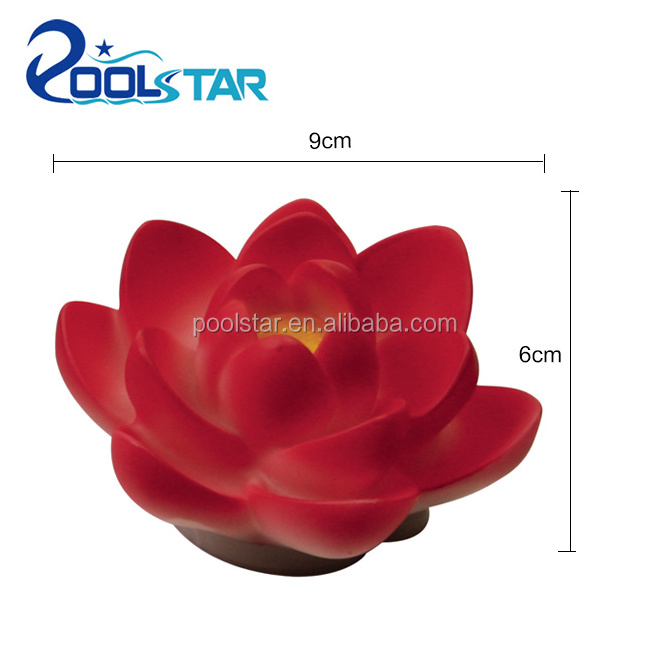 Popular 3 pieces artificial floating battery operated waterproof multi-colored LED lotus flower lamp pool light for decoration