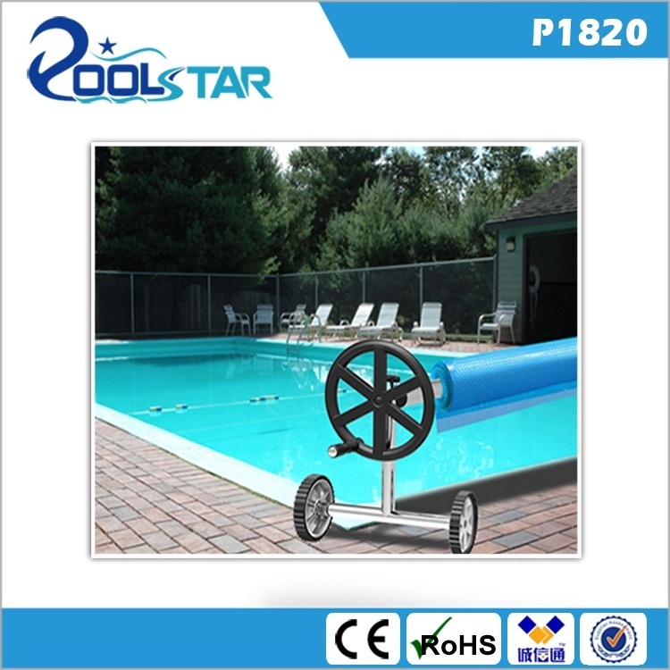 Poolstar Stainless Steel Solar Pool Cover Reel ABS Plastic Frame and Roller for In-Ground Pools up to 7.2 M Wide 4M Size